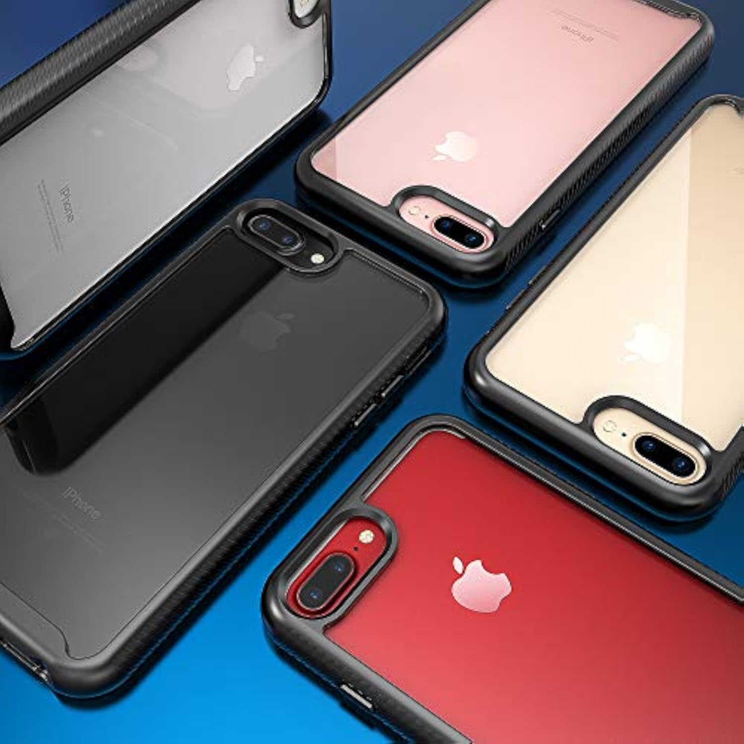 iPhone 8 Plus/7 Plus Heavy Duty Shock Resistant Hybrid Case with Built-in Screen Protector, Black