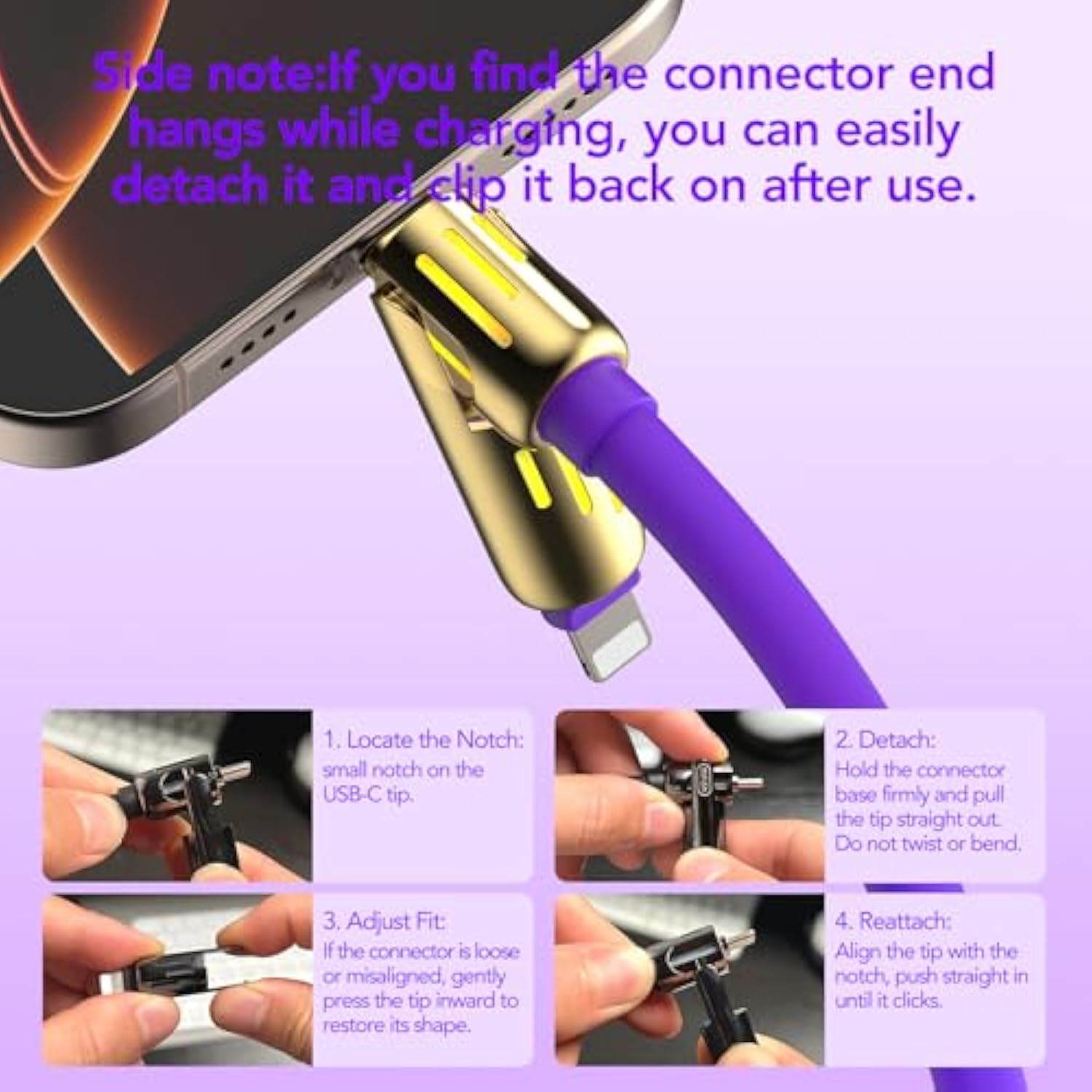 240W 4-In-1 Universal Usb Charging Cable [2 Pack, 6.6Ft] – Fast Charger Cord With Usb-A, Dual Usb-C & Lighting, For Iphone 14/15/16/17 Series, Ipad & Macbook & More (2Pack, Purple+Green, 6.6Ft)