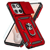Phone Case For Motorola Moto G Stylus 5G 2025 Case With Hd Screen Protector & Slide Camera Cover & Kickstand, [Military-Grade] Phone Case For Moto G Stylus 5G 2025,Red