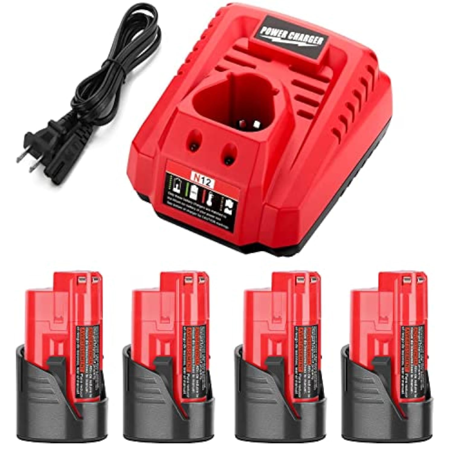 4Pack 3500Mah Replacement Lithium 12V Milwaukee M12 Battery + M12 Rapid Charger For Milwaukee M12 Battery Charger