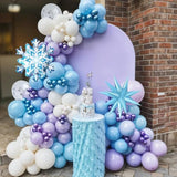 Frozen Balloons, Blue Silver Purple Clear Balloons With Snowflake Balloon For Kids Winter Frozen Birthday Snow Party Baby Shower Wedding Backdrop Decorations