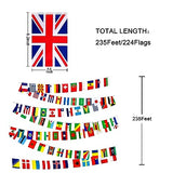 224 Countries International World String Flags Banner Set Small Mini National Bunting Flags,All Countries Flags for Olympic,Bar,Sports Clubs,School Festivals Decorations,235 Feet