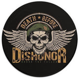 Mouse Pad?Death Before Dishonor Honor The Fallen Skull Print Concept Round Mousepad With Design?Small Non-Slip Rubber Gaming Pads?Office Dorm Computer Laptop Mouse Pad 7.9 X 7.9 Inch