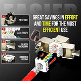 Cat6 Keystone Jack Ratchet Zip-Tie Design, 1Gbps 250Mhz Shielded Zinc-Alloy Rj