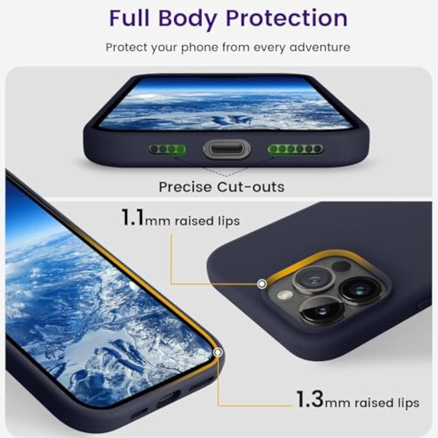 Designed For Iphone 15 Pro Case, Silicone Shockproof Slim Thin Phone Case For Iphone 15 Pro(6.1 Inch), (Midnight Blue)