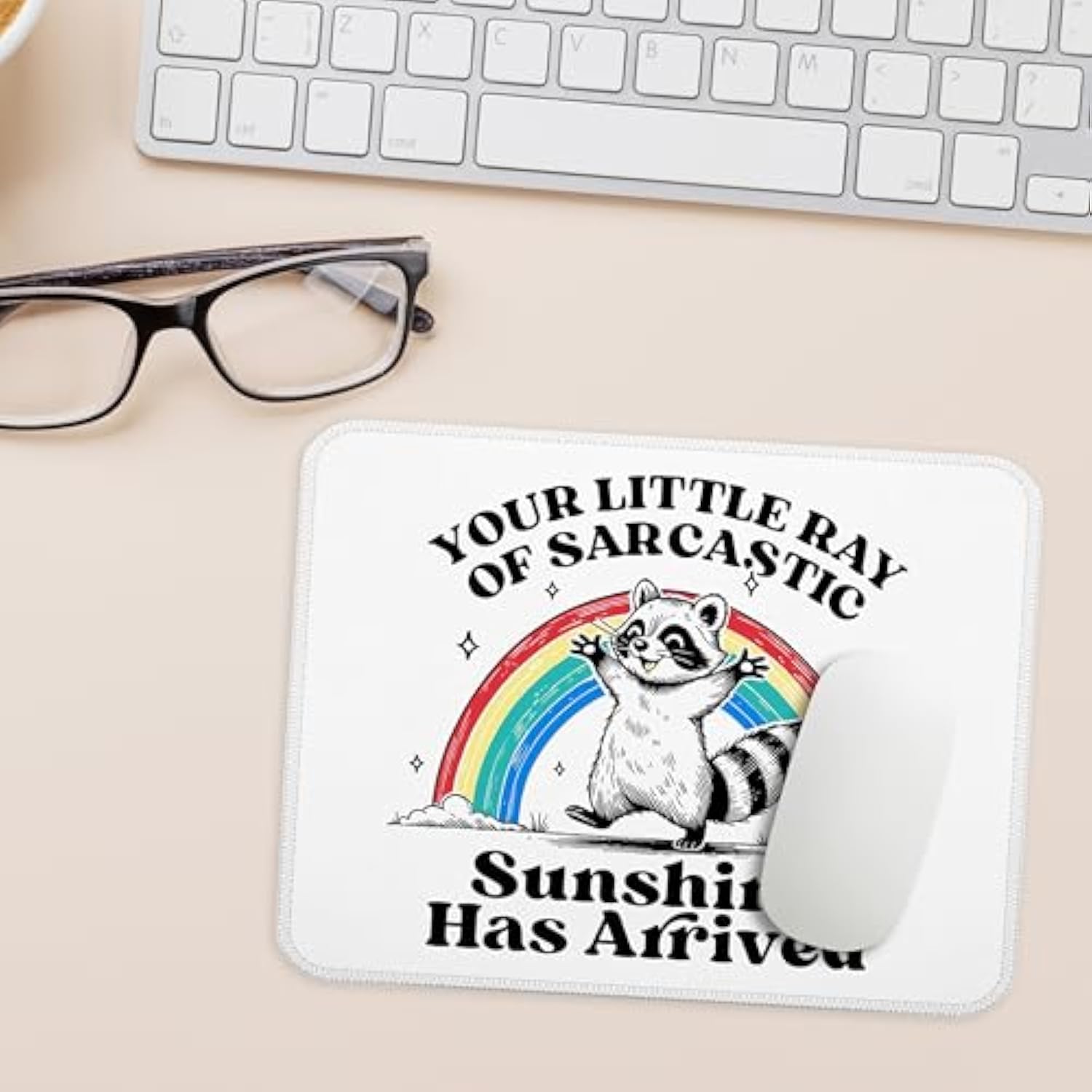 Funny Raccoon Mouse Pad, Retro Sarcastic Raccoon Meme Mouse Pads For Work Wireless Mouse Computers Laptop Desk Accessories, Coworker Sarcastic Office Gifts, Raccoon Gifts, 9.5X7.9 Inch