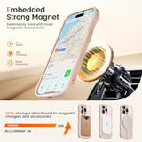 For Iphone 15 Pro Case With 360° Spin Magnetic Stand For Women, [Compatible With Magsafe] [Full Camera Protection] Cute Wave Translucent Matte Case For Iphone 15 Pro, Rose Gold