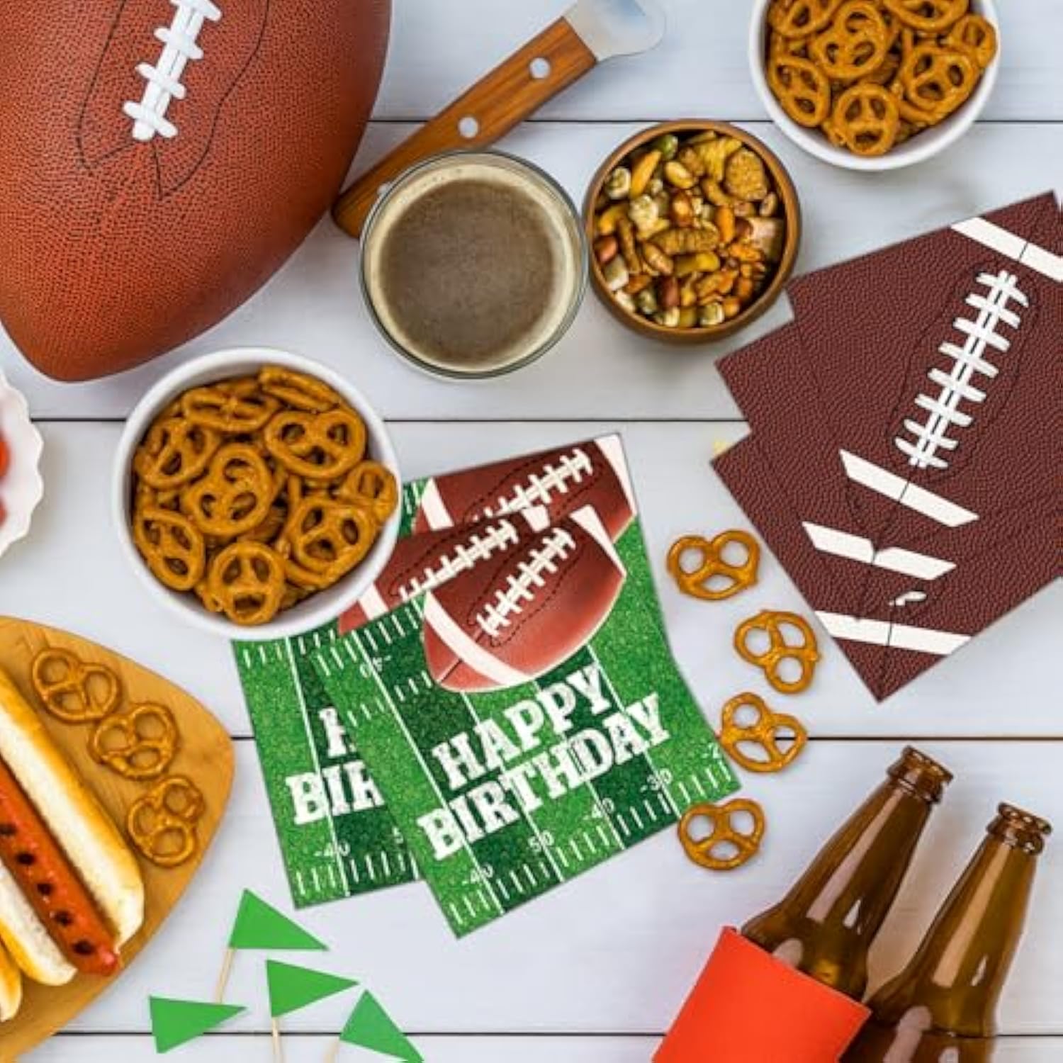Football Birthday Party Decorations Includes Plates, Napkins, Cups, Banner, Balloons, Touchdown Tablecloth For Football Birthday & Tailgate Party Decorations, Serve 24