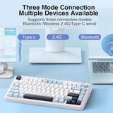 X Aula F75 Gasket Mechanical Keyboard, 75% Wireless Hot Swappable Gaming Keyboard With Five-Layer Padding&Knob, Bluetooth/2.4Ghz/Usb-C, Rgb (Light Blue, Ice Vein Switch)