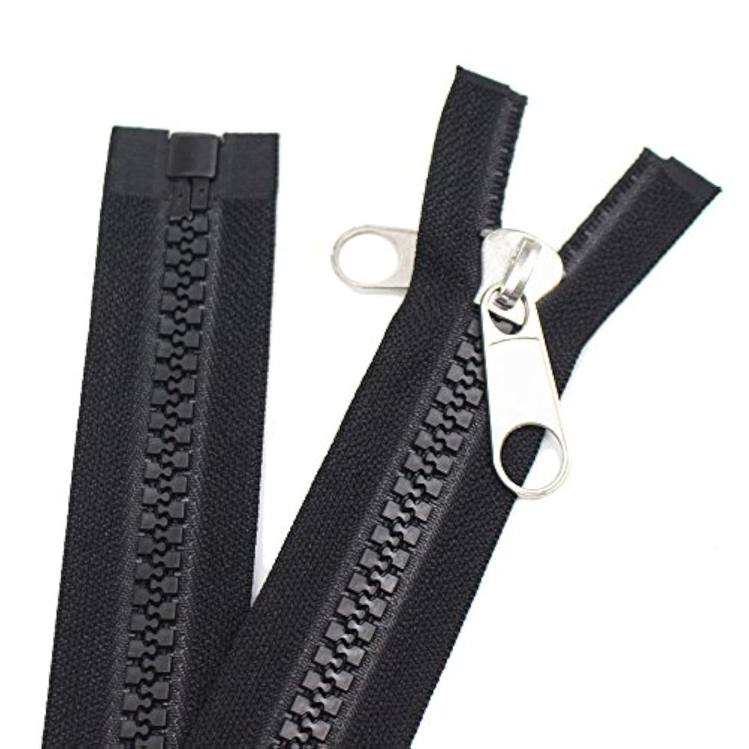 Zipper 240 Inch, Black, 10# Seperating Plastic Zipper, Double Silver P