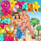 188-Pc Tropical Aloha Balloon Arch Kit with Pineapple, Coconut & Palm Decor