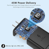 45W Samsung Charger Usb C Super Fast Charging For Samsung Galaxy S24,S24 Ultra,S23,S23 Fe,S22,A54,Z Fold 5 4,Z Flip 5 4,Galaxy Tab S9 S8 Ultra,Galaxy Book3,2 Pack Android Wall Charger With 6Ft Cable