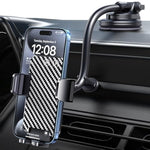 Phone Holders For Your Car [Long Flexible Neck] Car Phone Mount [Anti-Shake Stabilizer] Cell Phone Holder Car For Dashboard Windshield Automotive Accessories Fit For Iphone Android Smartphone