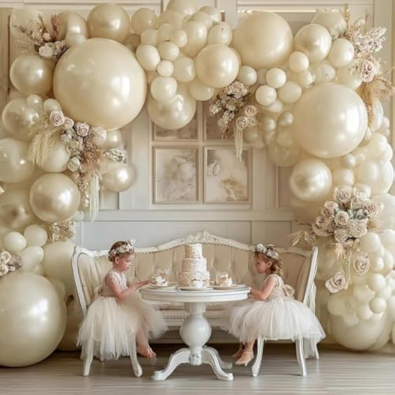 Ivory & Pearl White Balloon Garland Kit for Neutral Baby Shower, Wedding, or Party Decor