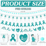 5 Pcs Teal Ribbon Wall Decor, Ovarian Cancer Awareness Banner
