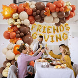 Fall Balloon Arch Kit Orange Brown White with Pumpkin Maple Leaf for Friendsgiving Party