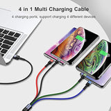 2Pack Multi Charging Cable Multiple Charger Cord Nylon Braided Short 1Ft 4 In