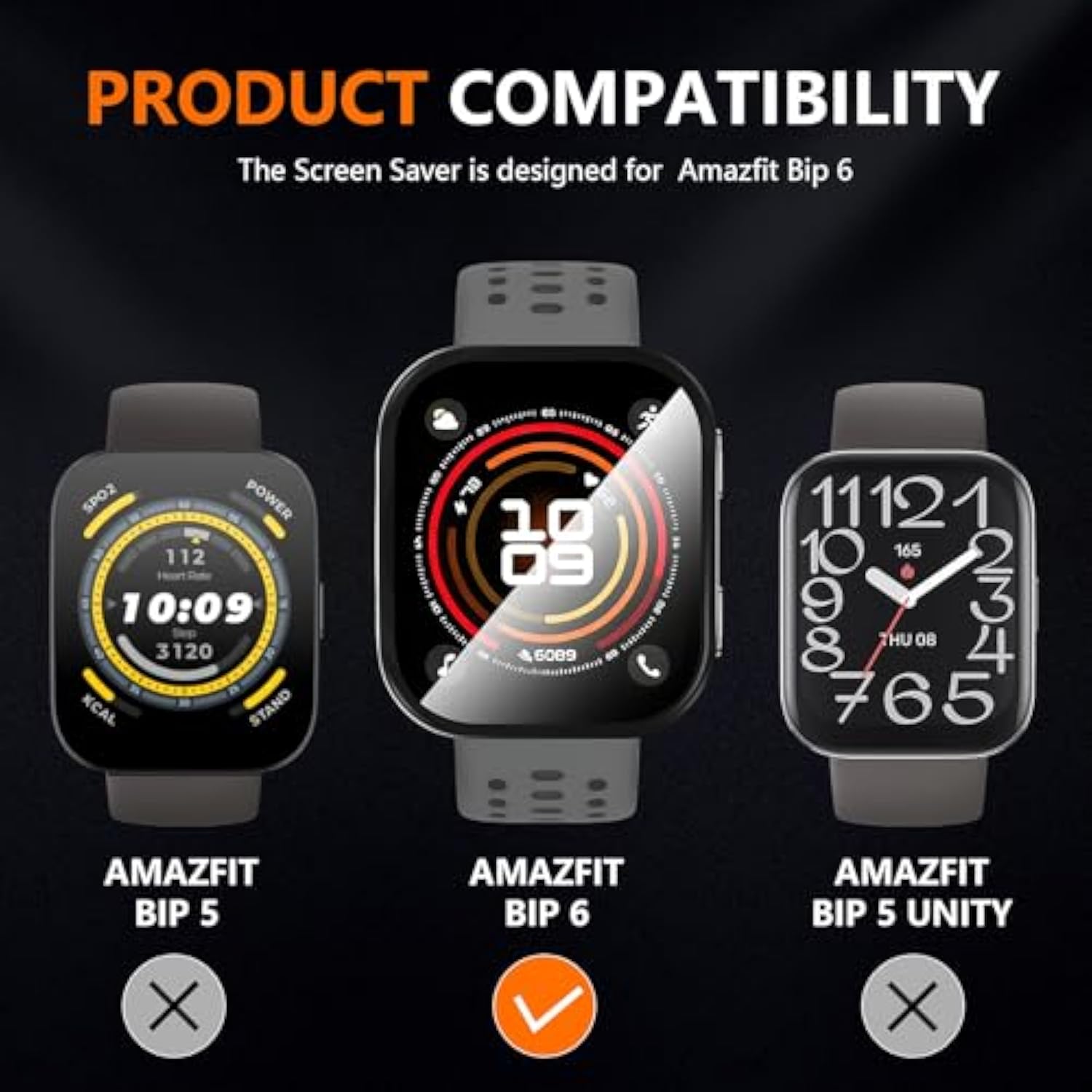 3-Pack For Amazfit Bip 6 Screen Protector, [Anti Scratch] Full Coverage High Definition Clear Protective Film
