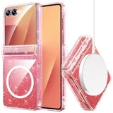 Miimall for Samsung Flip 7 Case Clear Glitter Sparkly Shiny Bling Sparkle [Compatible with MagSafe] Hinge Protection Transparent Hard Shockproof Cover for Z Flip 7 Cases Clear Magsafe, Clear Shimmer