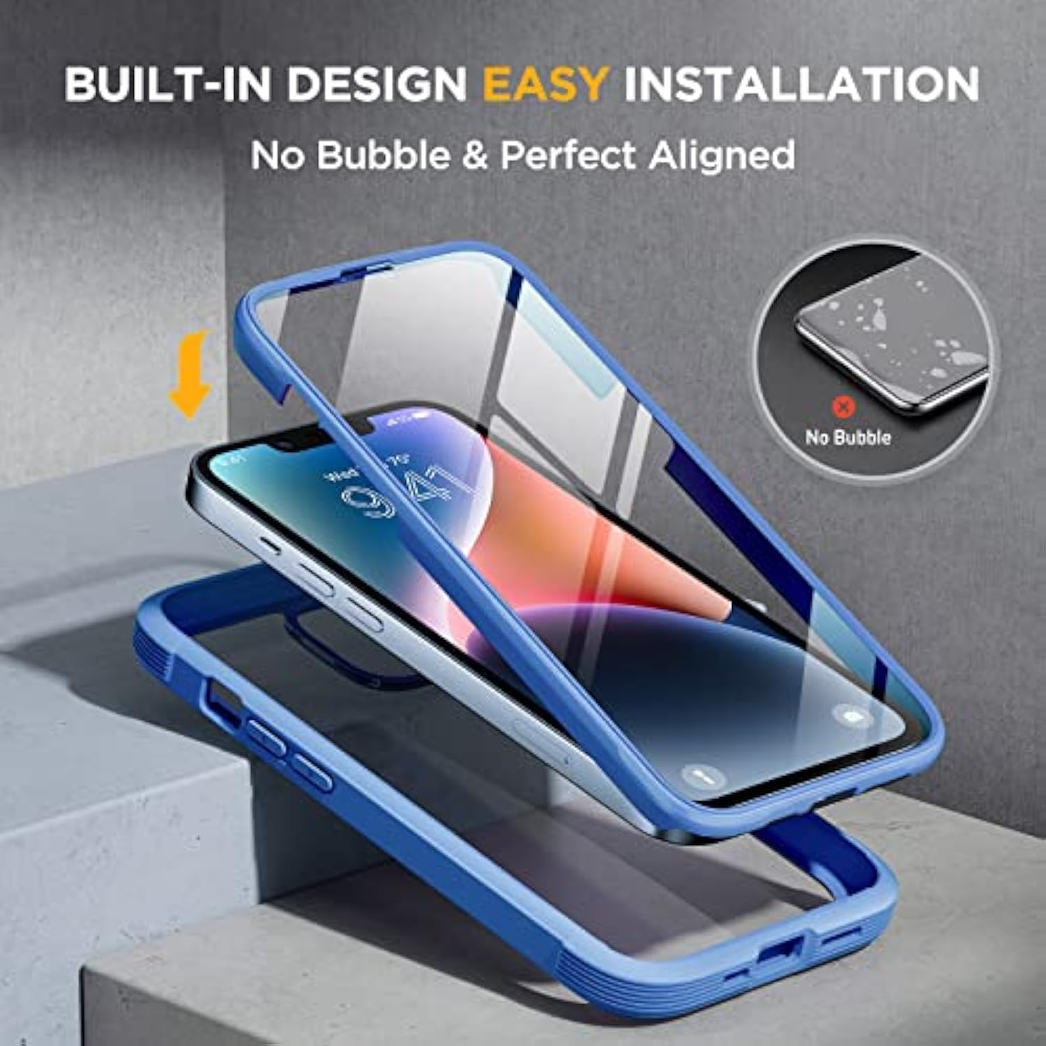 Full Body Clear Bumper Case With Built In Tempered Glass Screen Protector
