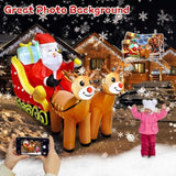 7.2Ft Christmas Inflatable Santa On Sleigh With 2 Reindeer, Inflatable Christmas Santa Sleigh Decorations With Build-In