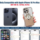 iPhone 16 Pro Max Magnetic Glitter Case Compatible with MagSafe, Full Protection Slim Shockproof Anti-Scratch Case with Camera Lens Protector and Dust-Proof Net for Women Gold