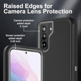 For Samsung Galaxy S21 Plus Case, Military Grade 3 In 1 Heavy Duty Shockproof/Drop Proof/Dust Proof Case With 2Pcs Tempered Glass Screen Protector & Camera Lens Protector (Black/Grey)