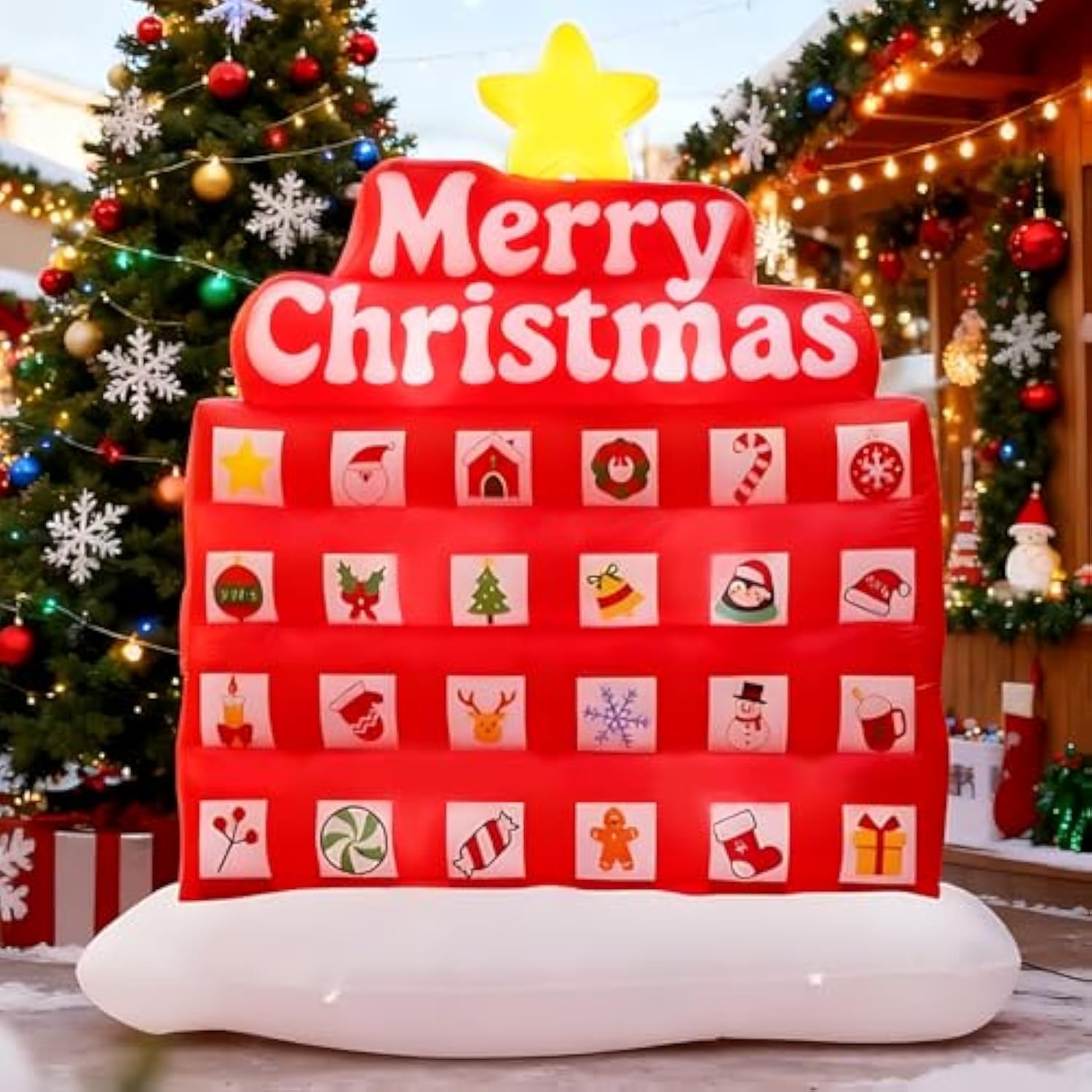 7Ft Christmas Inflatable Decoration, Countdown Inflatable Outdoor Decoration With Daily Surprise, Blow Up Xmas Decor Wit