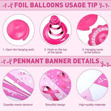 101 Pcs Breast Cancer Awareness Decoration Pink Ribbon Hanging Swirl