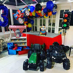 Ynou 121 Pcs Racing Balloons Arch Garland Kit Decorations, Race Car Foil Balloons, Checker Flag For Monster Truck Party, Finish Line, Nascar Party Supplies
