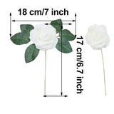 Awtlife 50 Pcs Artificial Flower Rose And 15 Artificial Leaf For Diy Bouquets Wedding Party Baby Shower Home Decor