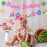 Glitter Hawaiian Birthday Banner for Tropical Luau & Moana-Themed Parties