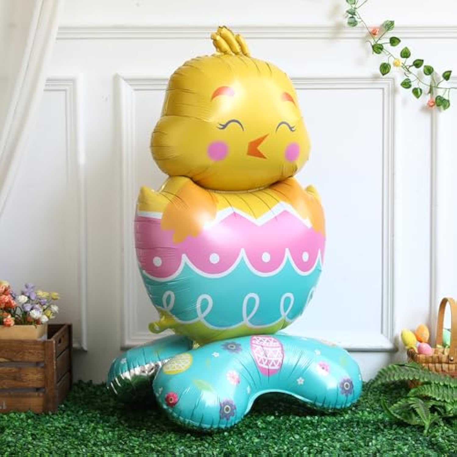 4Pcs Easter Balloons,Large Size Bunny Rabbit Chicken Egg Shaped Mylar Foil Balloons For Happy Easter Birthday Party Home Spring Decorations