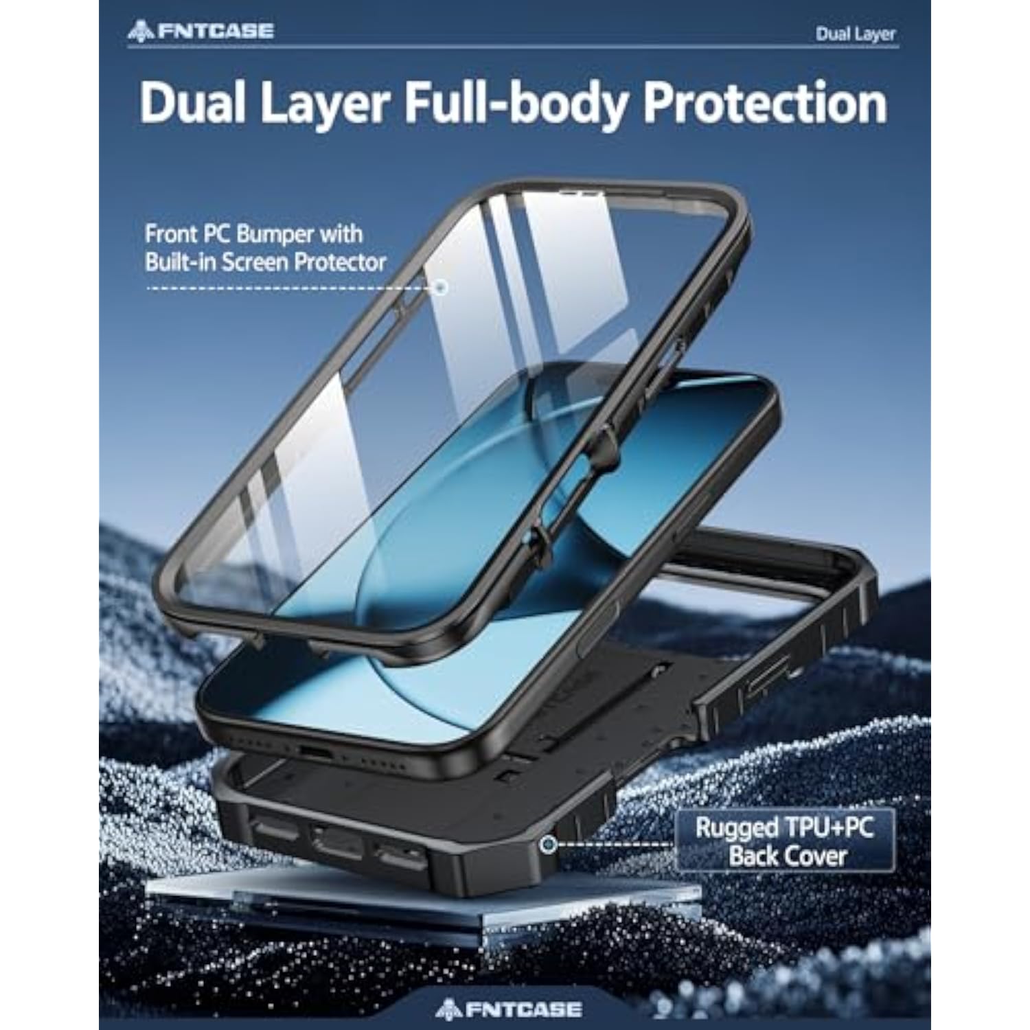 iPhone 17 Pro Max Premium Case with Built-in Screen Protector Kickstand