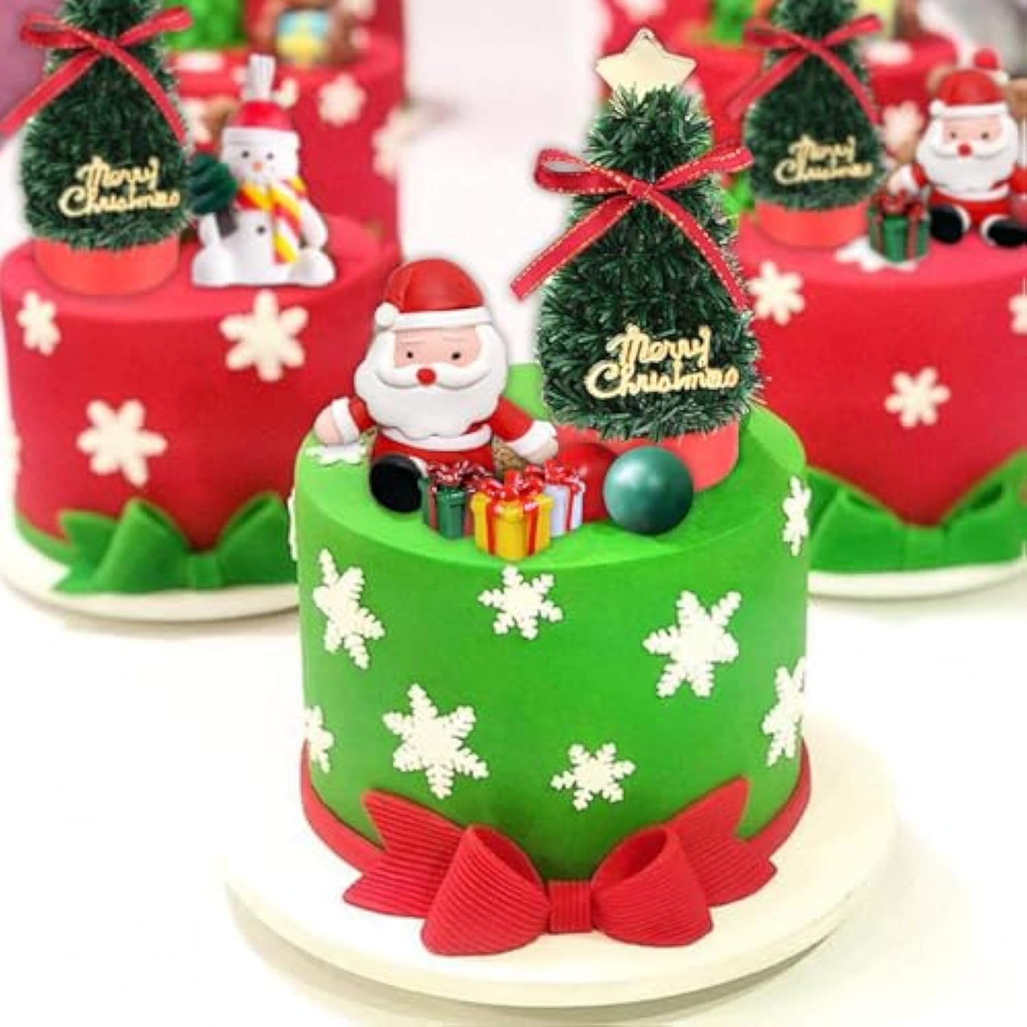 31pcs Christmas Cake Toppers Santa Snowman Tree Xmas Party Decor