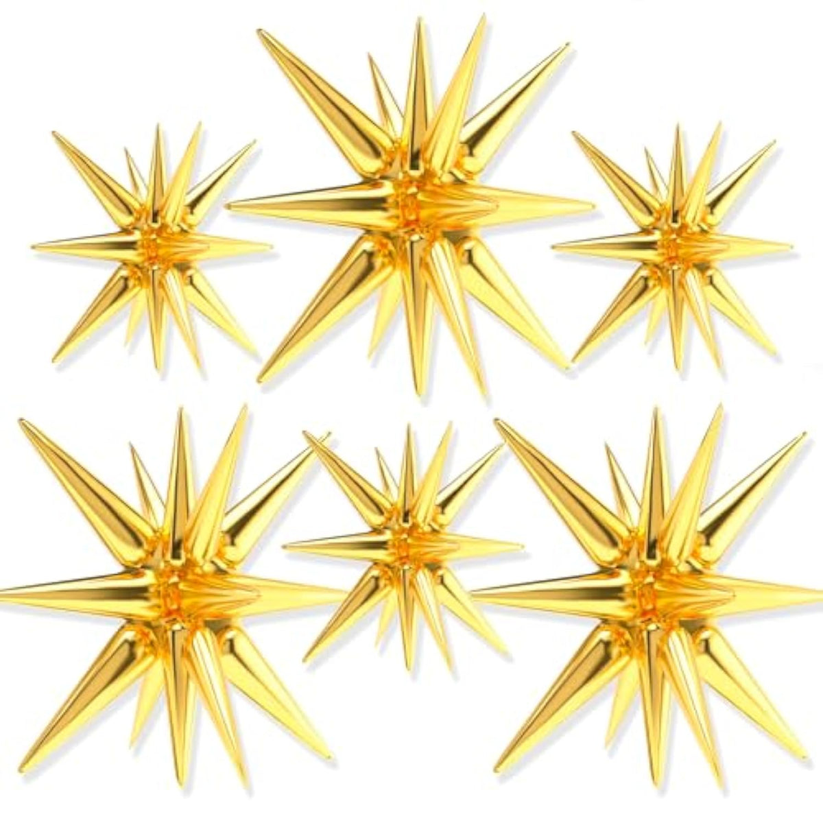 Gold Star Foil Balloons 6 Pcs 27 22 Inch Large Spike Starburst Mylar Balloons And Ribbon For Graduation Baby Shower Gender Reveal Christmas Wedding New Year Birthday Party Decorations