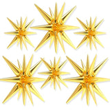 Gold Star Foil Balloons 6 Pcs 27 22 Inch Large Spike Starburst Mylar Balloons And Ribbon For Graduation Baby Shower Gender Reveal Christmas Wedding New Year Birthday Party Decorations