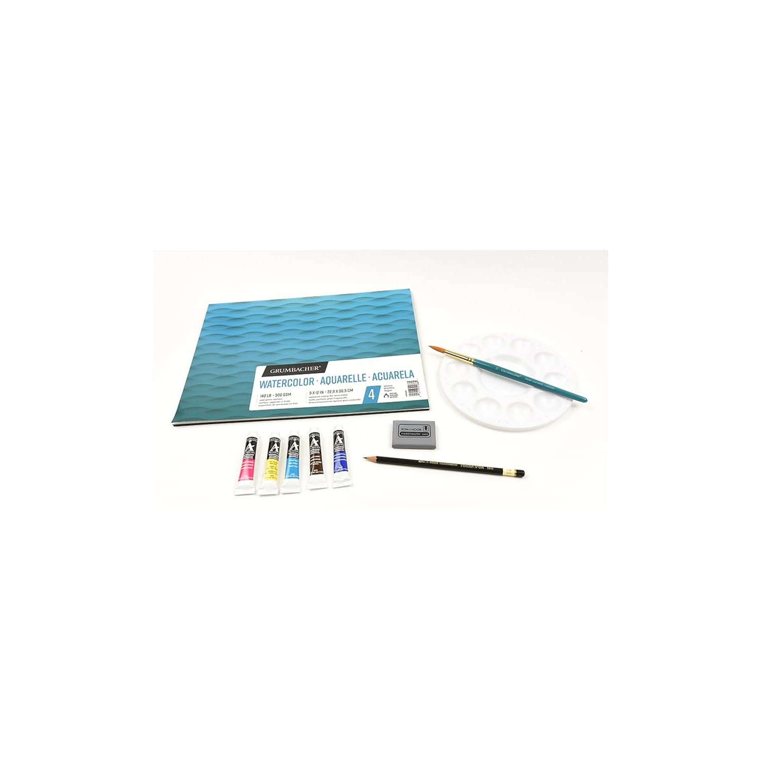 Grumbacher Academy Watercolor Get a Start in Art Set, Includes Watercolor Paper, Mixing Guide, Brush, Palette, Kneaded Eraser and More (AWSTARTSET)