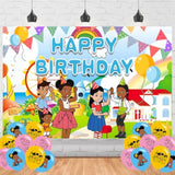Gracies Cartoon Birthday Backdrop 5x3 — Party Banner & Photo Booth Decor