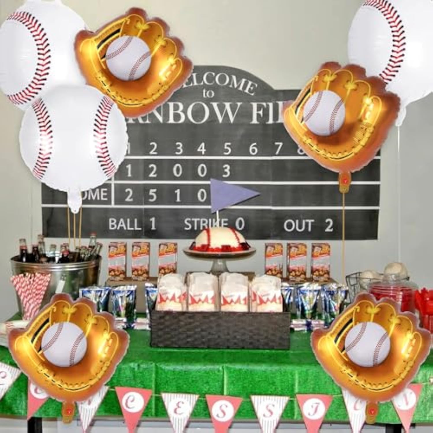 13-Piece Baseball Balloon Set – 20" Glove Foil Balloons & Sports-Themed Party Decorations for Birthdays & Baby Showers