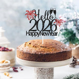 "Hello 2026" Happy New Year Cake Topper Goodbye 2025 Party Decor