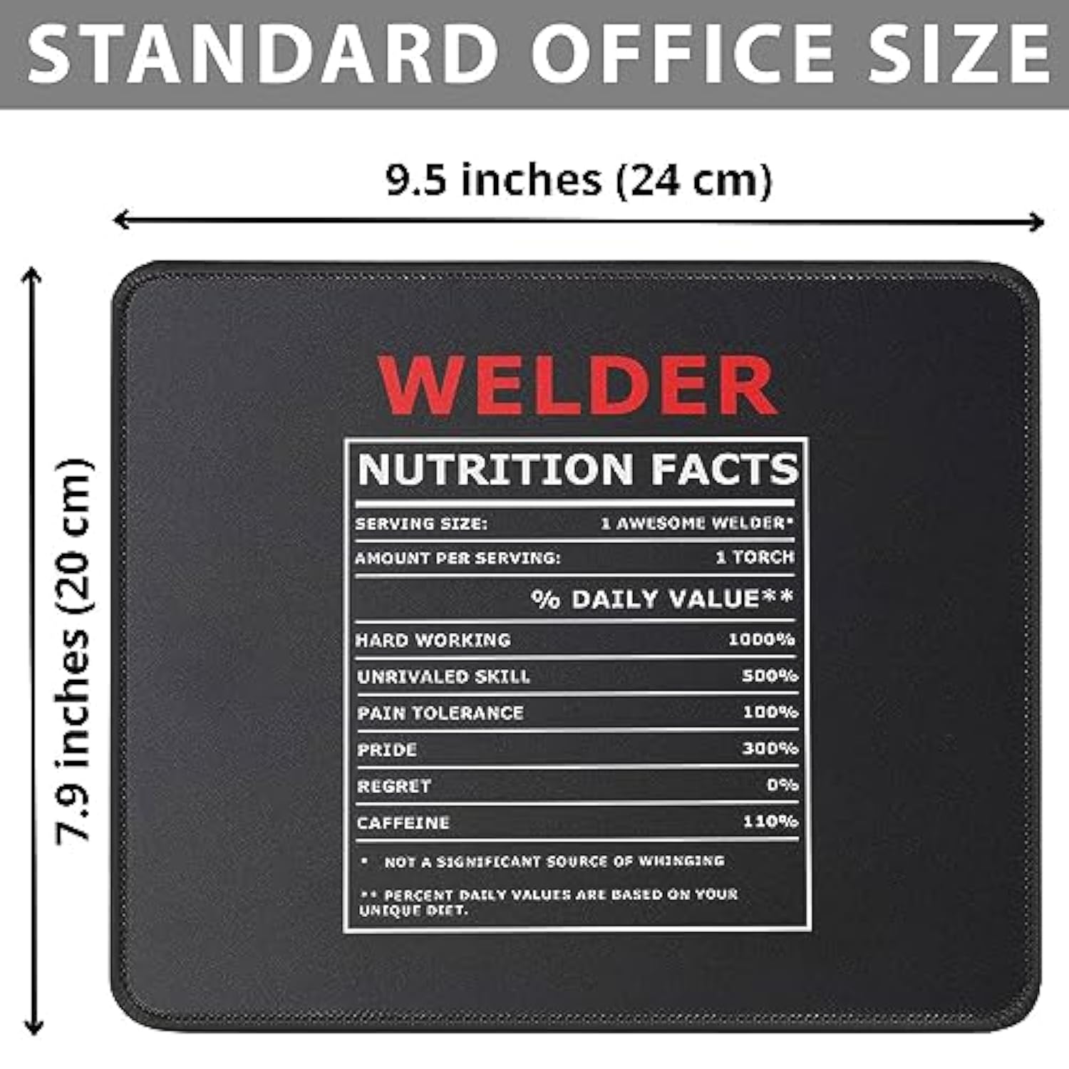 Welder Nutritional Facts Gag Gift Mouse Pad - Funny Welding Gifts For Men - Welder Gifts - Blacksmith Worker Mouse Mat 9.5 Inch