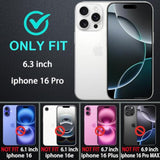 For Iphone 16 Pro Case, Military Grade 3 In 1 Heavy Duty Shockproof/Drop Proof/Dust Proof Case With 2Pcs Tempered Glass Screen Protector (Purple/Pink)