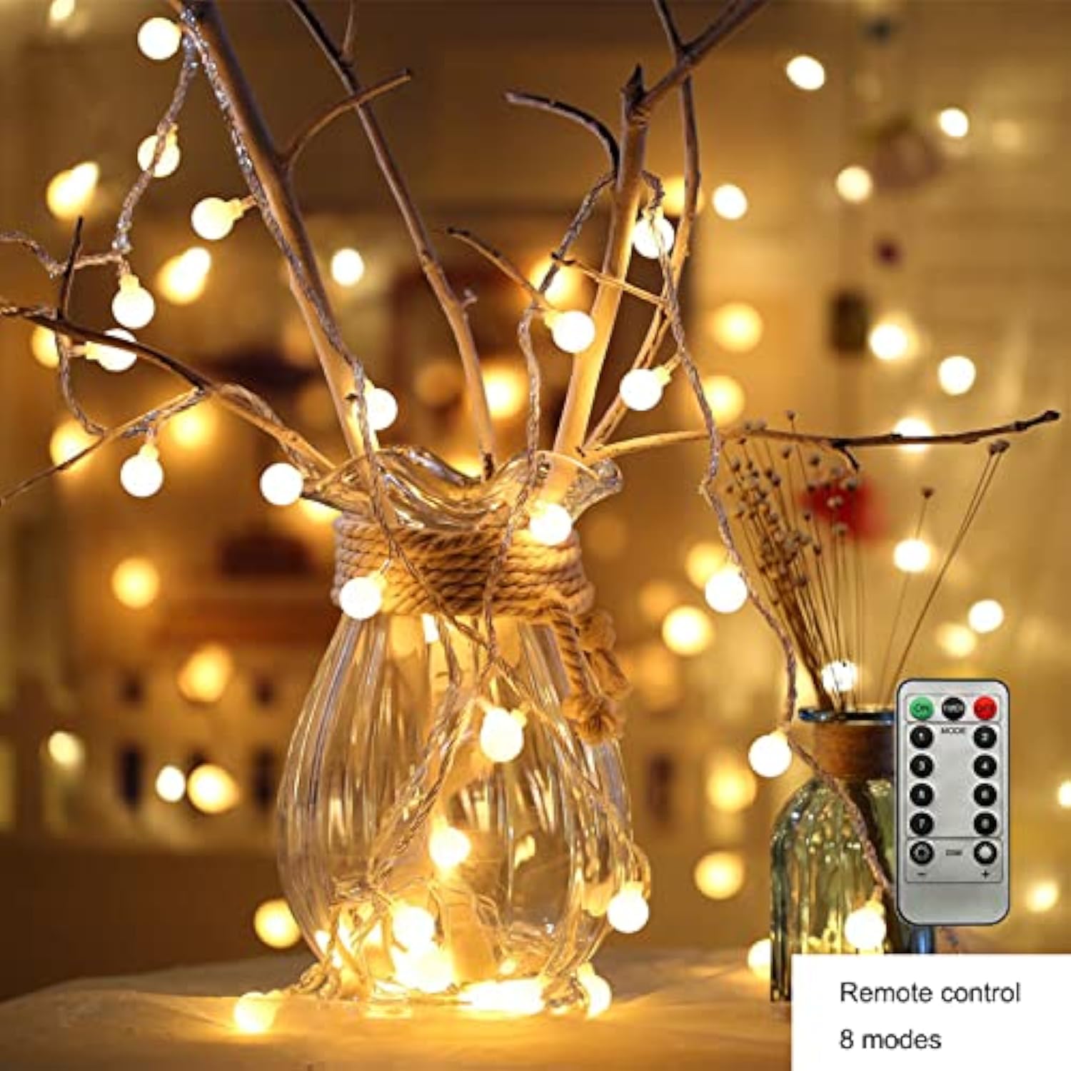 Led Ball String Lights, 19.6Ft 40Leds Globe Waterproof Fairy String Lights With Remote Control Usb Powered, Decorations