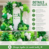 Mental Health Awareness Month Decorations, 134PCS Mental Health Awarness Balloon Arch Hope Green Balloons for Mental Health Awareness Month Public Charity Fundraiser Party Supplies