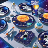 296Pcs Space Birthday Decorations, All-In-1 Party Pack, 25 Serves Disposable Tableware Set, Includes Balloon Boxes, Backdrop Tablecloth For Outer Astronaut Birthday Decorations