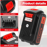20V 4Ah Replacement Lithium Battery 2-Pack for Black and Decker Cordless Tools