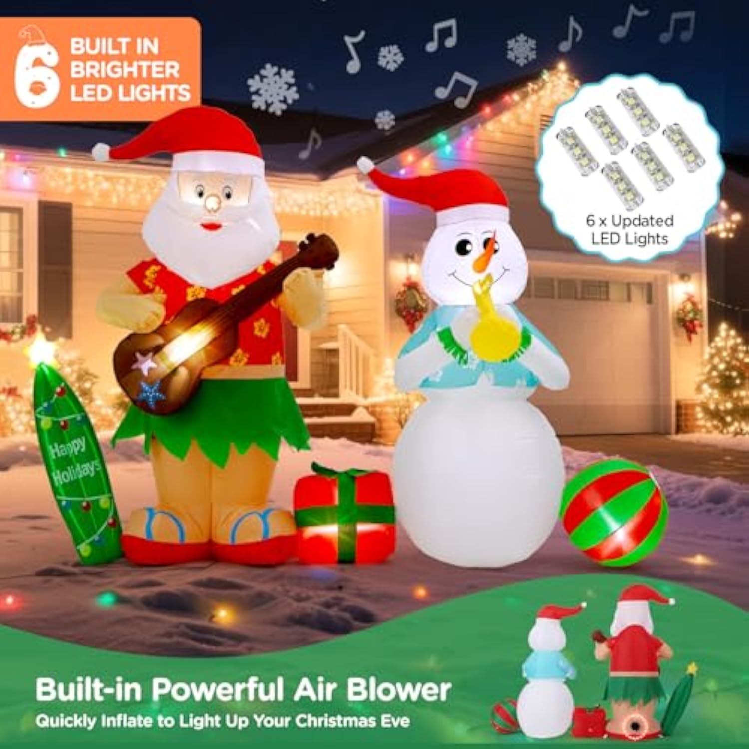 8.3Ft Christmas Inflatables Santa Claus And Snowman, Built-In Led Lights Christmas Yard Decoration For Outdoor Lawn, Fes