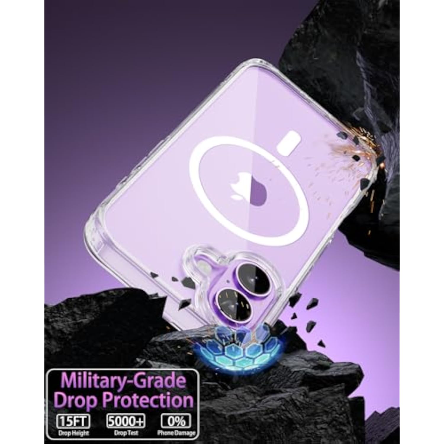 Magnetic Slim Case for iPhone 17, Compatible with MagSafe, Shockproof and Anti-Yellowing, Full Camera Protection, Includes Screen and Lens Protectors, Clear Protective Case