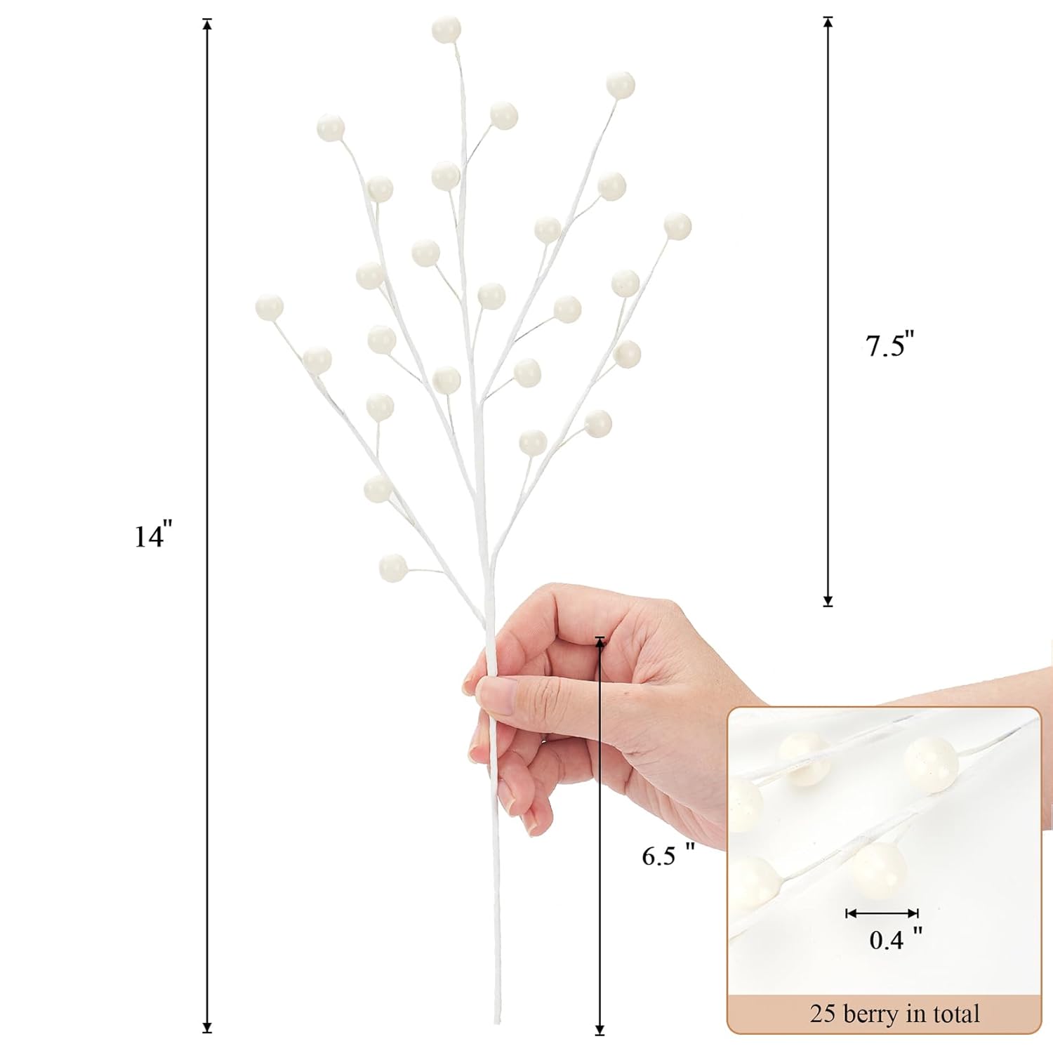 Christmas Berries Picks Set Of 12 Xmas Tree Decorations 14Inches White Holly Berry Stems Decorative Artificial Floral Picks For Holiday Wreath Garland Floral Table Arrangement Decor